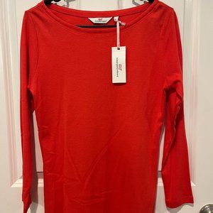 Red Simple Boat Neck Tee